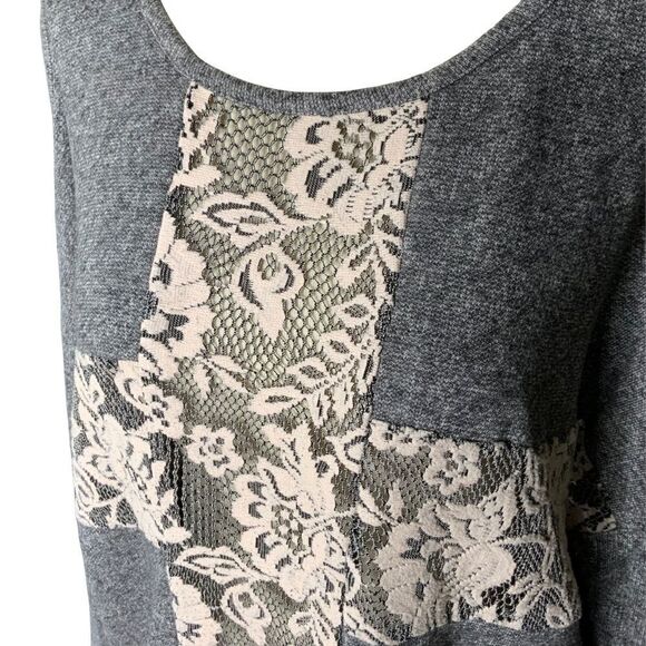 FOREVER 21 gray lace cold shoulder sweatshirt size M - Picture 7 of 11